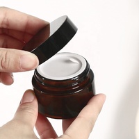 Pot en verre ambré pour cosmétiques avec couvercle, disponible en 5g, 10g, 15g, 20g, 30g, 50g, 100g