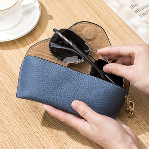 Étui à lunettes en cuir véritable, pochette portable pour lunettes de soleil, fabrication OEM/ODM sur mesure, support de protection pour lunettes - Product Image 2
