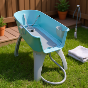 D0100XU32GU Centro de Baño Elevado para Perros, Color Verde Azulado, de Plástico, Estilo Moderno, para Limpieza de Mascotas - Product Image 2