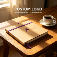 Cuaderno Personalizado A5 de Tapa Dura Kraft con Banda Elástica, Marcapáginas de Cinta y Páginas Rayadas