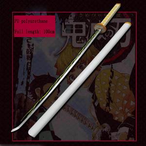 Cosplay Anime <span class=keywords><strong>Tanjiro</strong></span> Demon Katana Blade <span class=keywords><strong>espada</strong></span> para Halloween versión corta juguetes de madera para niños Unisex Sezhicai CN;ZHE - Product Image 6