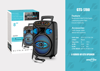 Speaker Karaoke Portabel Kts Gts GTS-1700 5.3, 8 Inch, Outdoor, FM, MP3, dengan Lampu LED RGB 5.3, Daya 5-10W, Baterai 1000-2000mAh