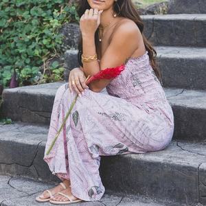 Nuevo Mono Casual sin Tirantes con Estampado Hawaiano, OEM Personalizado, 100% Rayón, Tela Suave, Mono de Pierna Ancha - Product Image 4