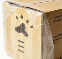 Nichoir pour chat en bois massif avec découpe tête de chat et empreinte de patte, à assembler par perforation, grotte cachée ventilée, pour intérieur