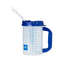 Gobelet isotherme double paroi de 32 oz pour hôpital avec poignée et paille, en plastique, pour boisson