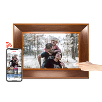 Pros Frameo bingkai gambar Digital, WiFi 10.1 "kayu elektronik Bingkai Foto IPS layar sentuh tampilan HD putar otomatis Foto Video
