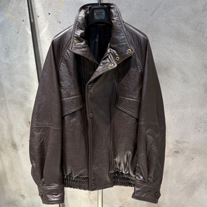 Veste en cuir d'agneau véritable à col montant surdimensionné pour <span class=keywords><strong>femme</strong></span>, style streetwear, vintage, noire - Product Image 2
