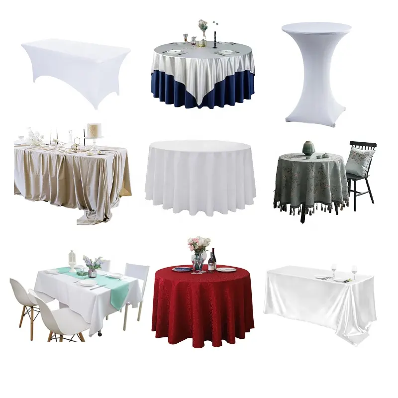 Custom White Tablecloths Luxury Wedding Events Banquet Rectangle Nappe de Table Cloth Logo Round Cover Linen for Hotels Party