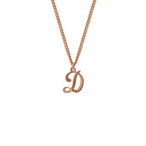 Milskye Luxury Minimalist Personalized 925 Silver 18K Gold Plated Mini Curb Chain And A Cursive Initial Pendant Necklace