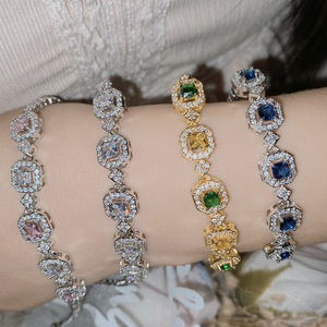 Nueva pulsera exquisita de piedras preciosas de colores para mujer, chapada en oro de 18k, con <span class=keywords><strong>diamantes</strong></span> de azúcar y esmeraldas. - Product Image 5