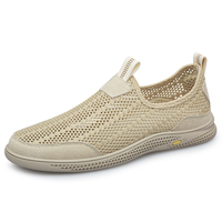 Mocassins Penny pour hommes, chaussures plates à enfiler en toile et maille respirante, à semelle plate, ajourées avec trous d'aération, pour la marche et la course