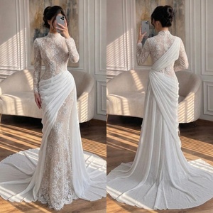 Serene Hill LA73407A <span class=keywords><strong>Vestido</strong></span> <span class=keywords><strong>de</strong></span> Noche <span class=keywords><strong>de</strong></span> Encaje <span class=keywords><strong>de</strong></span> Manga Larga con Cuello Alto y Drapeado Cruzado, Elegante <span class=keywords><strong>Vestido</strong></span> Formal <span class=keywords><strong>de</strong></span> <span class=keywords><strong>Fiesta</strong></span> Estilo Sirena <span class=keywords><strong>para</strong></span> <span class=keywords><strong>Mujer</strong></span> 2026 - Product Image 3