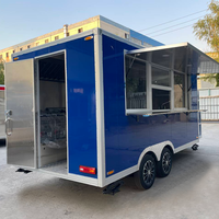 Remorque alimentaire mobile de luxe pour l'extérieur 2024, intérieur en acier inoxydable, chariot de nourriture de rue pour snacks et frites, certifié CE
