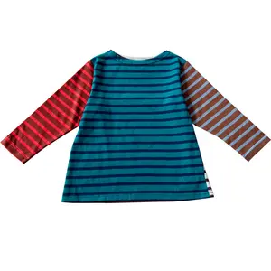 Wholesale kids long sleeve cotton t shirt striped for girls 2023