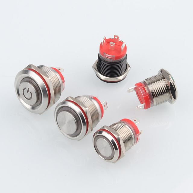 IP67 Latching Self Lock Push Button Switch Momentary Metal High Current Power Waterproof 16 19 22mm 20A  LED 12V 110V 220V