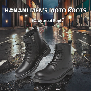 [Hanani] Bottes de <span class=keywords><strong>moto</strong></span> pour hommes, fermeture éclair, <span class=keywords><strong>semelle</strong></span> épaisse, imperméables, bout rond, automne-hiver, bottes de travail et d'ingénieur, bottines de <span class=keywords><strong>moto</strong></span> noires - Product Image 3