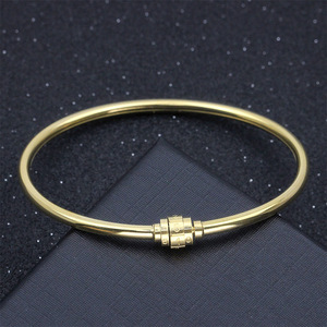 18K PVD Gold Stainless Steel Rotating Combination Lock <b>Bangle</b> <b>Bracelet</b> | Adjustable 520 Love Engraved Magnetic Clasp <b>Bracelet</b> - Product Image 5