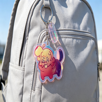 Porte-clés promotionnel personnalisé en PVC holographique arc-en-ciel, mini-sac à main mignon étanche en époxy, breloque anime en acrylique