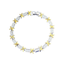 Bracelet croix en argent sterling S925, moissanite, bicolore, entièrement pavé, design luxueux, bijoux fins pour femmes, cadeau
