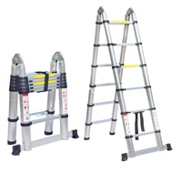 Nouvelle échelle télescopique double face en aluminium EN 131-6 de 3,8 m avec charnière en acier, escabeau escamotable pour grenier
