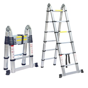 Nouvelle échelle télescopique double face en aluminium EN 131-6 de <span class=keywords><strong>3</strong></span>,8 <span class=keywords><strong>m</strong></span> avec charnière en acier, escabeau escamotable pour grenier - Product Image 3
