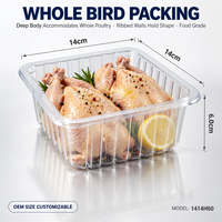 Plateau d'emballage pour volailles sur mesure OEM, large, 16x16x5cm, en plastique PP transparent de qualité alimentaire, pour cuisses et fesses de poulet, format familial