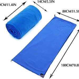 Sac de couchage en polaire Woqi, type enveloppe, 360g, léger, respirant, pour adultes, camping, randonnée, backpacking, bleu, rouge, orange, jaune - Product Image 3