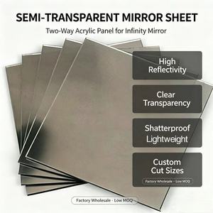 Wholesale Two-way Mirror <b>Acrylic</b> <b>Sheet</b> <b>1mm</b> Thick Custom Size Infinity Mirror Panel for DIY Night Light Advertising Display Box - Product Image 2