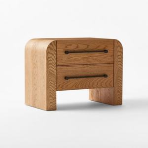 Table de chevet moderne en bois avec 2 tiroirs, commode et table de nuit pour chambre, beige - Product Image 1