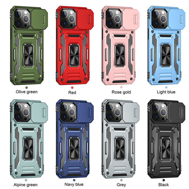 TPU+PC Magnetic Sliding Window Protection Rotated Ring Kickstand Mobile Phone Cover Case for iPhone 17/17 Air/17 Pro/17 Pro Max