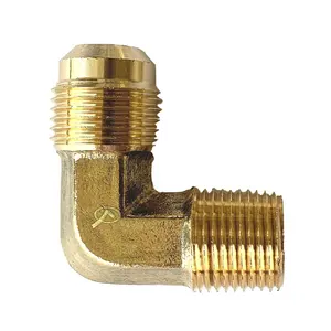 Atacado Brass Fitting Flare Connector Brass pipe Fitting Gás Adapter Union Elbow Brass Flare male elbow (OD'' X MIP)