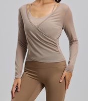 Cardigan de yoga pour femme - Ensemble 2 pièces léger et transparent en maille respirante infroissable Spandex/Polyester à devant ouvert
