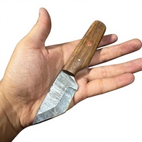 Couteau de chasse et de survie à lame fixe mini, en acier Damas artisanal, pointe tombante, manche en bois, qualité industrielle, pour revendeurs OEM 58/60