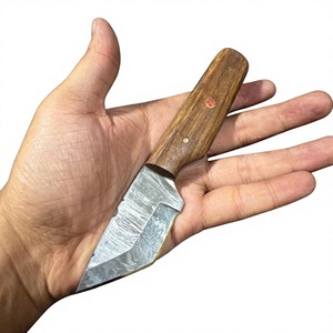 Couteau de chasse et de survie à lame fixe mini, en acier Damas artisanal, pointe tombante, manche en bois, qualité industrielle, pour revendeurs OEM 58/60 - Product Image 5