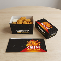 Boîte à emporter personnalisée en carton blanc et noir, résistante à la graisse, de qualité alimentaire, pour nuggets de poulet frit et frites