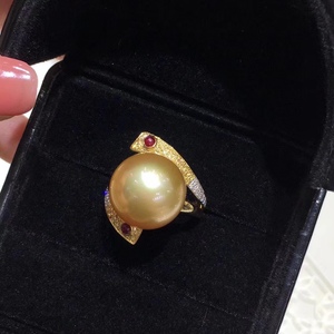 Anillo de Perlas de Oro Natural con Incrustaciones de Plata de Ley 925, Chapado de Precisión en Oro de 18K, Diseño Impecable, Diámetro Frontal Grande de 13-14 mm - Product Image 2