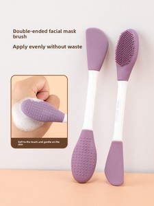 Pinceau applicateur de masque facial en silicone double extrémité avec manche en plastique, pour masque de boue nettoyant les pores, outil de beauté portable, pièce unique - Product Image 6