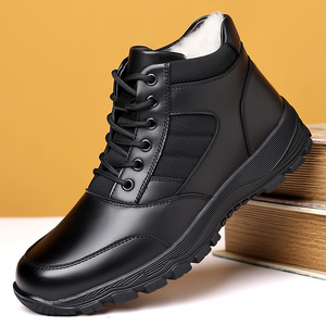 Botas Martin para Hombre, Otoño Invierno, Negras, con Cordones, Suela Gruesa, Caña Alta, Forradas de Lana, para Senderismo y Uso Casual al Aire Libre - Product Image 1