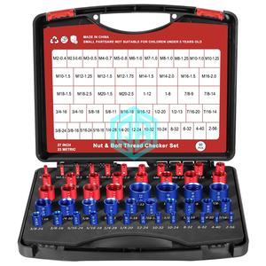 Red & Blue Thread Checker Set 50Pcs Masculino/Feminino Calibres para Parafusos e Porcas 27 Polegada 23 Metric <span class=keywords><strong>Detector</strong></span> de Tamanho Padrão em Caixa Compacta - Product Image 1