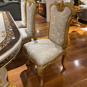 Elegante Tavolo <span class=keywords><strong>da</strong></span> <span class=keywords><strong>Pranzo</strong></span> Neo Classico Dorato, Tavolo Ovale in Legno Intagliato Stile Reale Turco con Sedie in Tessuto per Arredamento di Ville - Product Image 3