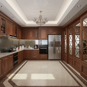 European Handless Guangzgou Neo-Classical <strong>Wood</strong> Kitchen Cabinet American Modern Style - Product Image 5
