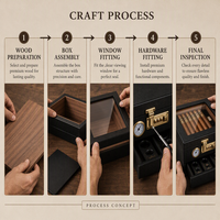 Humidor de bureau en bois de luxe avec couvercle en verre, hygromètre, humidificateur, serrure à combinaison, tiroir de rangement pour accessoires, anti-humidité