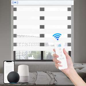 Store intelligent zébré pour balcon/<span class=keywords><strong>baie</strong></span> <span class=keywords><strong>vitrée</strong></span> - Télécommande par smartphone, semi-transparent/occultant réglable - Product Image 2