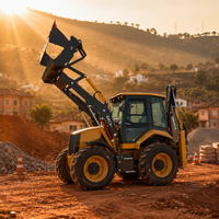 Everstar Harga Terjangkau 4WD Wheel Loader Backhoe Loader Mesin Diesel Hidrolik untuk Konstruksi Perkotaan, Pertanian, Penggalian, dan Pekerjaan Pemuatan