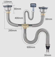 Accessoires de tuyauterie d'évier de cuisine en acier inoxydable, tuyau de drainage de tiroir anti-odeur, résistant aux hautes températures