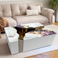 Muebles de Sala de Estar, Mesa de Centro Inteligente con Espejo, Mesas Centrales con Luces RGB, Cargador Inalámbrico Bluetooth, Muebles, Sofá