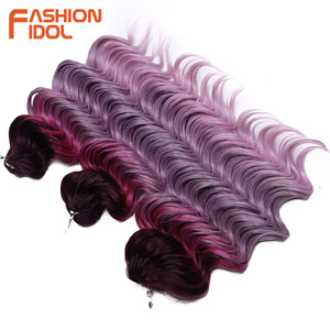 FASHION IDOL <span class=keywords><strong>Treccine</strong></span> Sintetiche Riccioline Ondulate Profonde Tinte 16 pollici/40 cm 300g/3 pz per Extension Capelli <span class=keywords><strong>Viola</strong></span> - Product Image 3