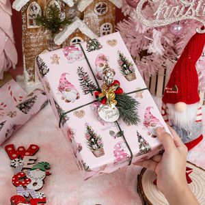Christmas gift wrapping paper Pink fairy Christmas tree pattern Double sided printed <b>candy</b> <b>cane</b> Customizable - Product Image 1