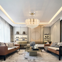 Vente chaude cristal de jade rond fait à la main verre Rectangle lustres de table de luxe éclairage villa moderne pour hôtel décor lumières