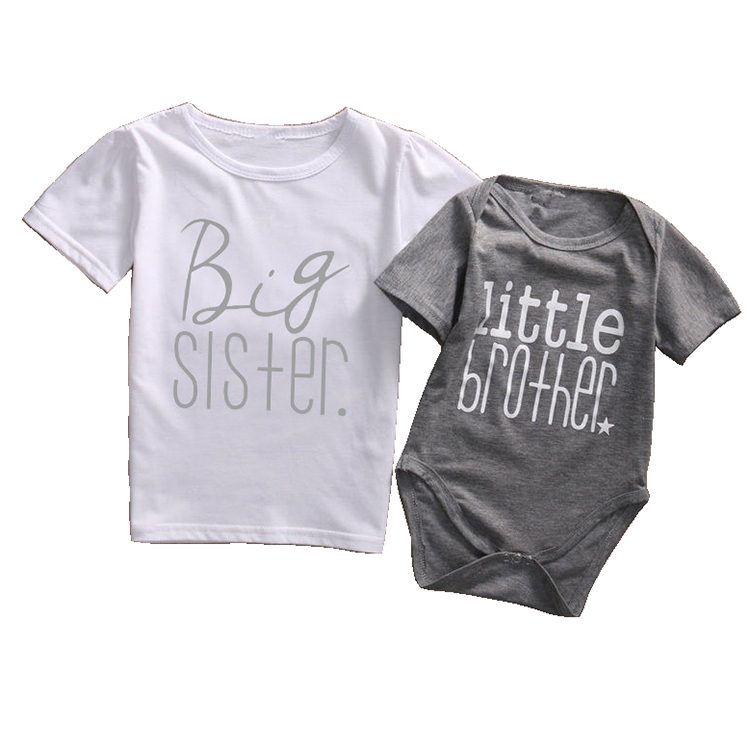 Модная стильная летняя детская одежда с принтом брата и сестры с коротким рукавом